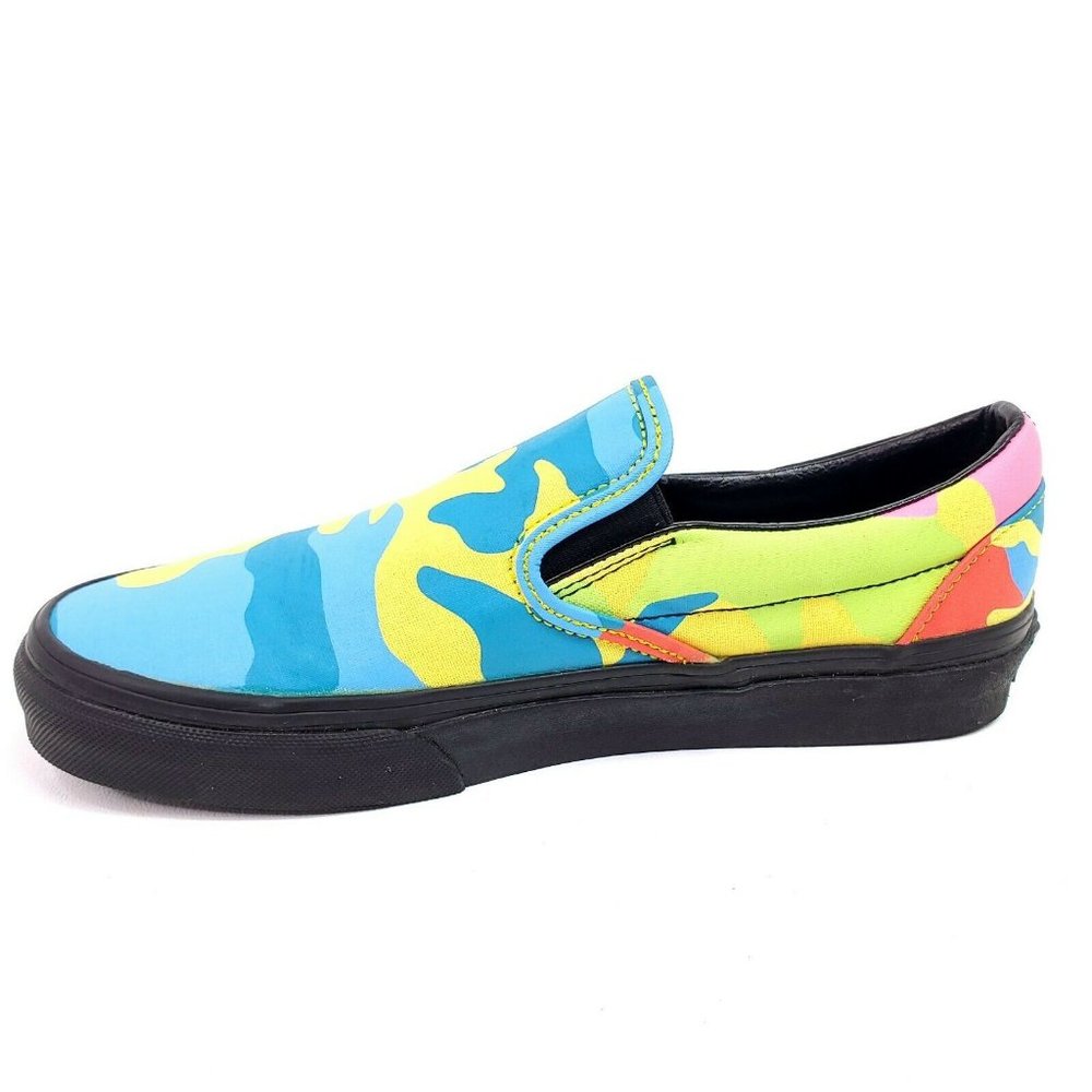 Vans Womens 8 Shoes Classic Slip On Neon Camo Blue - Picture 5 of 11